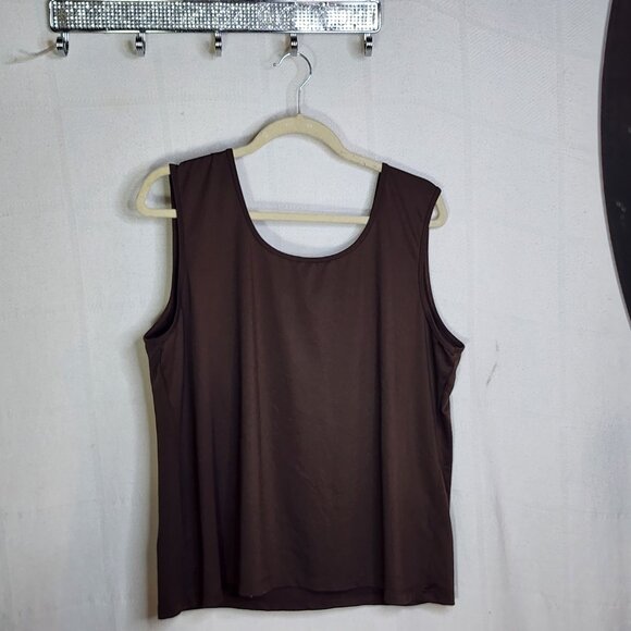 Jillian Nicole Woman Chocolate Brown Nylon Span Wide Strap Soft Tank Cami Sz 2X - Picture 4 of 16
